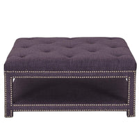 Iconic Home Bina Tufted Linen Coffee Table Ottoman 