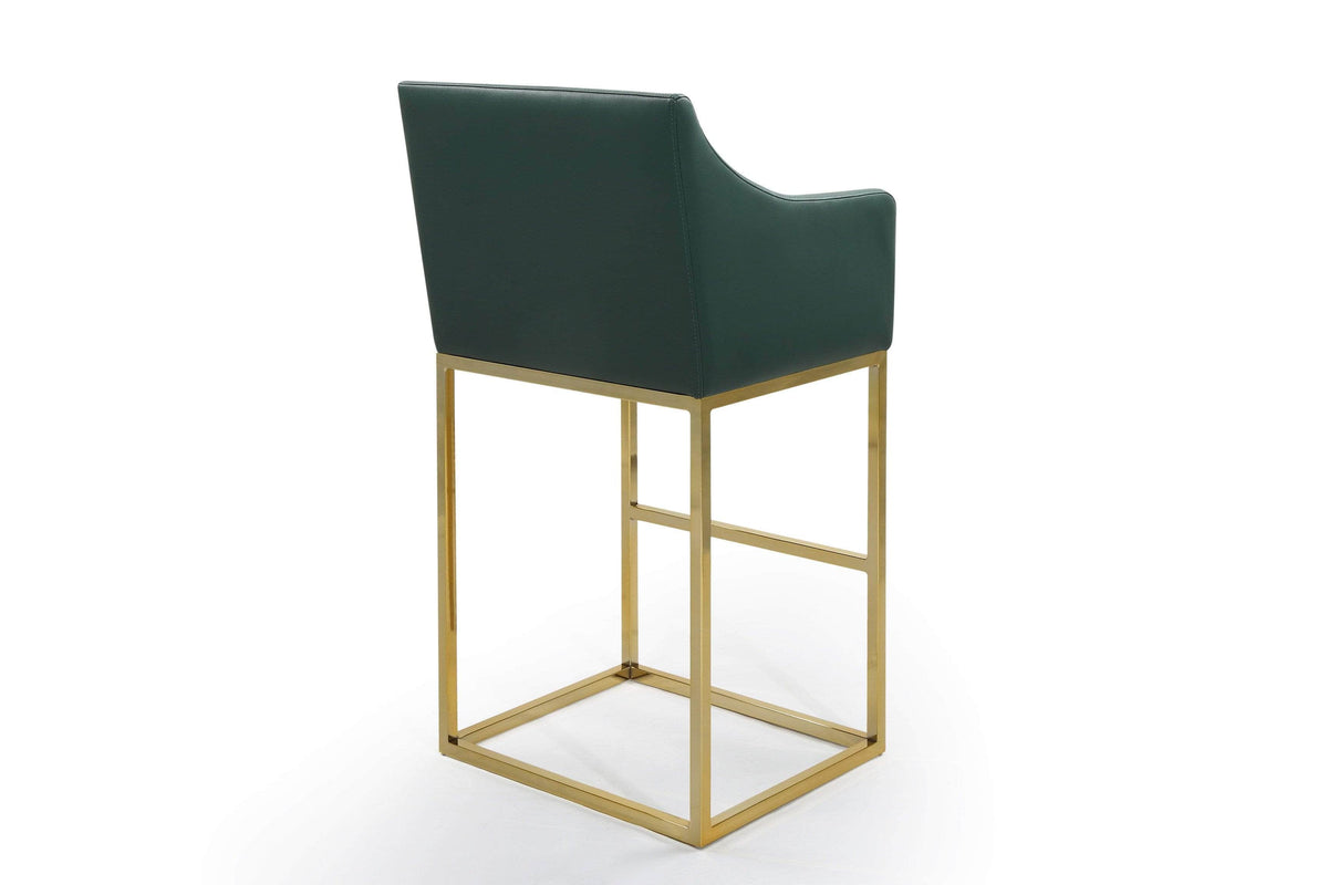 Iconic Home Bluebell Faux Leather Bar Stool Chair Gold Base 