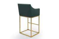 Iconic Home Bluebell Faux Leather Bar Stool Chair Gold Base 