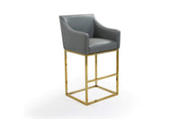 Iconic Home Bluebell Faux Leather Bar Stool Chair Gold Base 