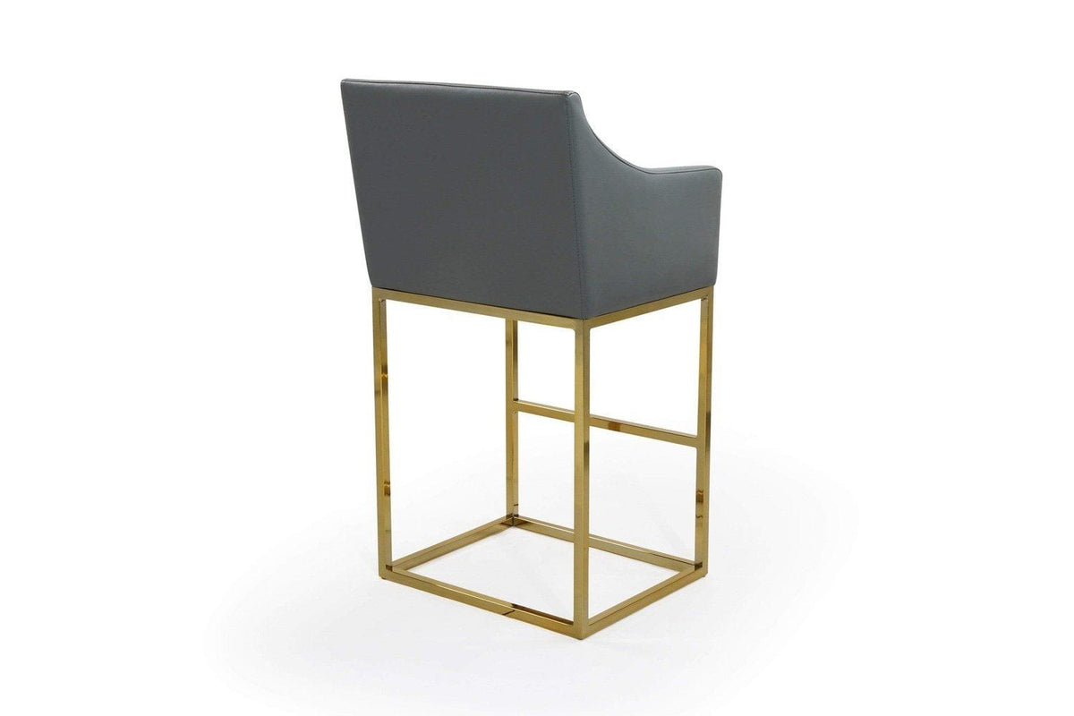Iconic Home Bluebell Faux Leather Bar Stool Chair Gold Base 