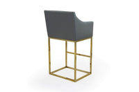 Iconic Home Bluebell Faux Leather Bar Stool Chair Gold Base 