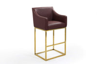 Iconic Home Bluebell Faux Leather Bar Stool Chair Gold Base 