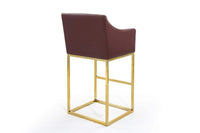 Iconic Home Bluebell Faux Leather Bar Stool Chair Gold Base 