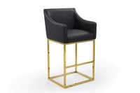 Iconic Home Bluebell Faux Leather Bar Stool Chair Gold Base 
