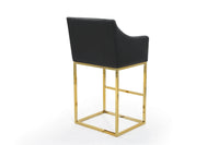 Iconic Home Bluebell Faux Leather Bar Stool Chair Gold Base 