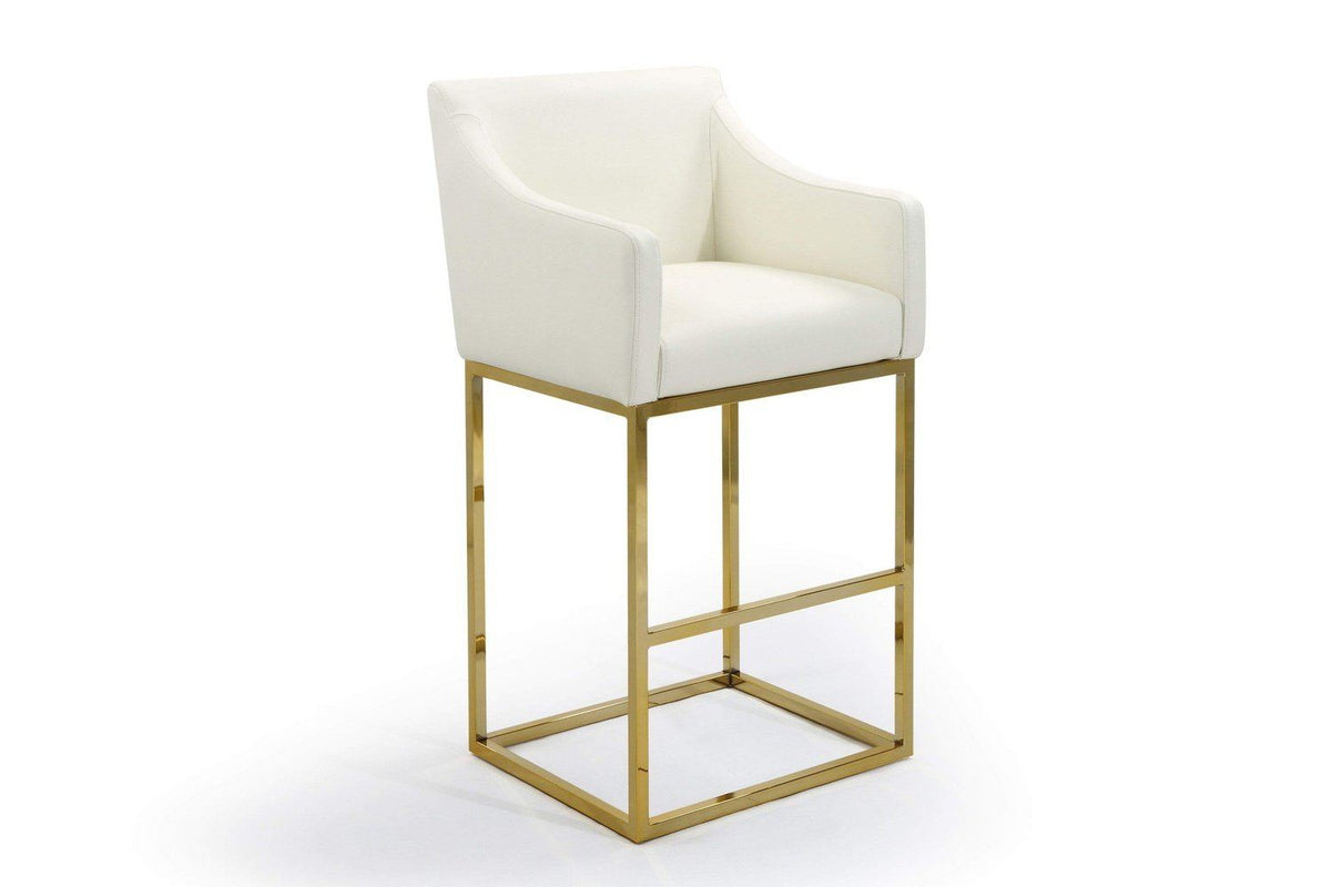 Iconic Home Bluebell Faux Leather Bar Stool Chair Gold Base 