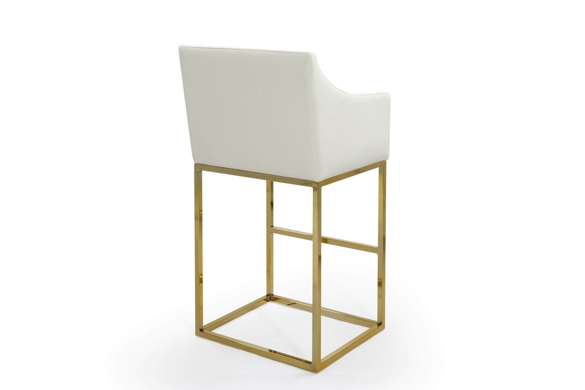 Iconic Home Bluebell Faux Leather Bar Stool Chair Gold Base 