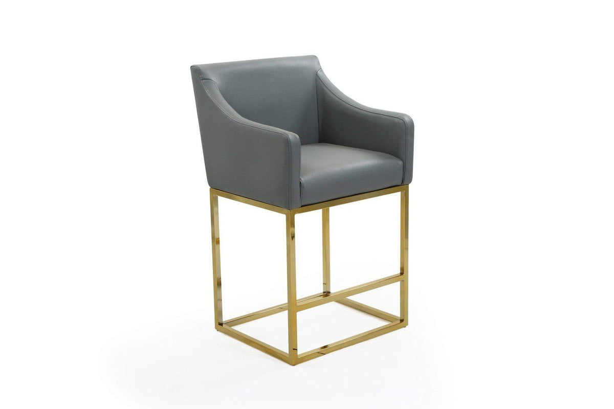 Iconic Home Bluebell Faux Leather Counter Stool Chair Gold Base 