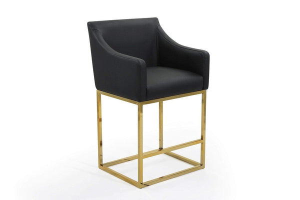 Iconic Home Bluebell Faux Leather Counter Stool Chair Gold Base 