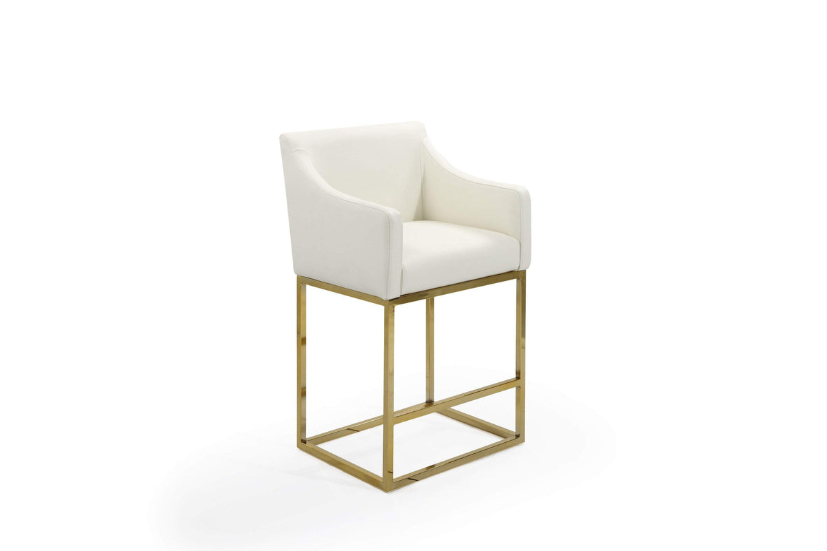 Iconic Home Bluebell Faux Leather Counter Stool Chair Gold Base 