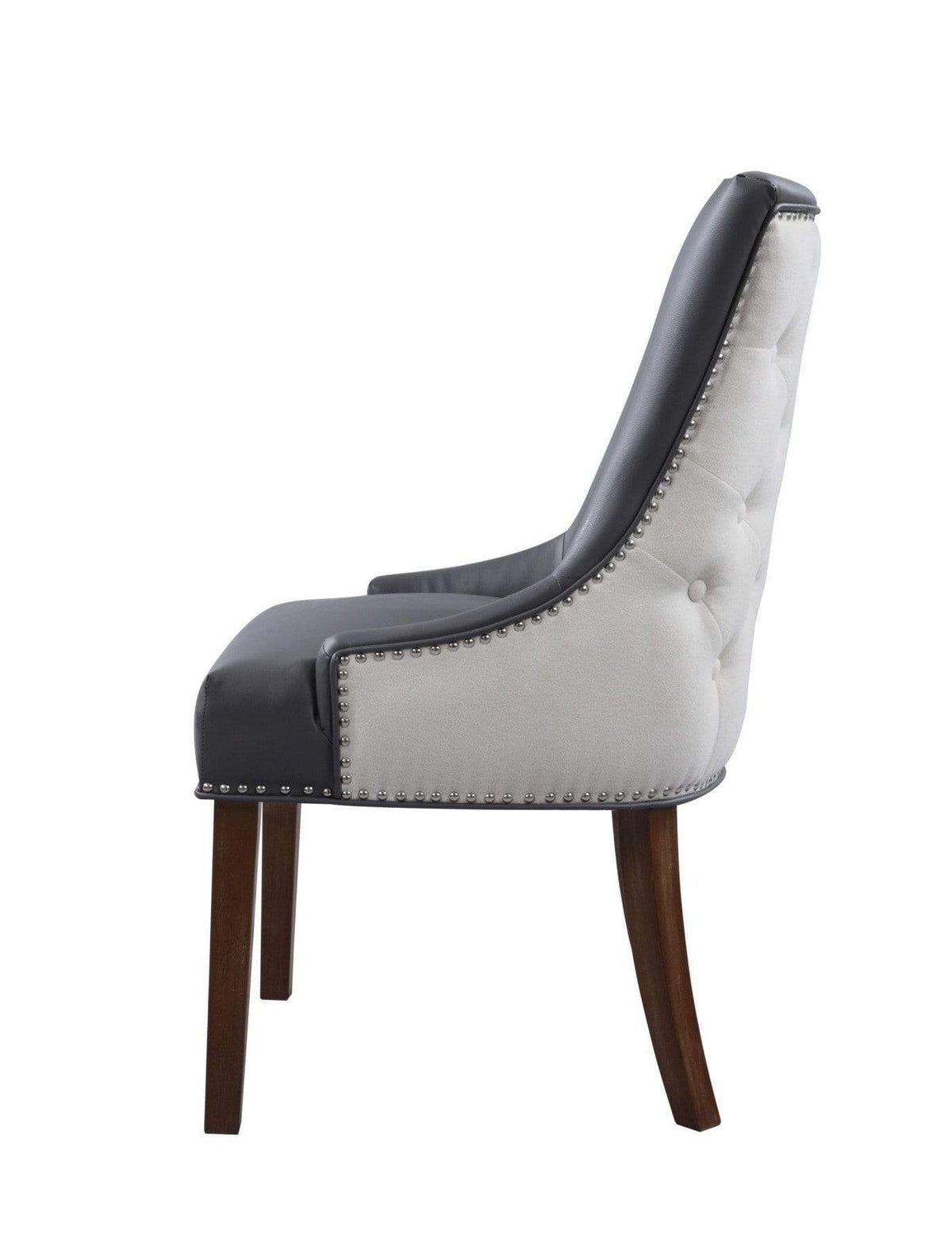 Iconic Home Brando Faux Leather Linen Dining Chair Set of 2 