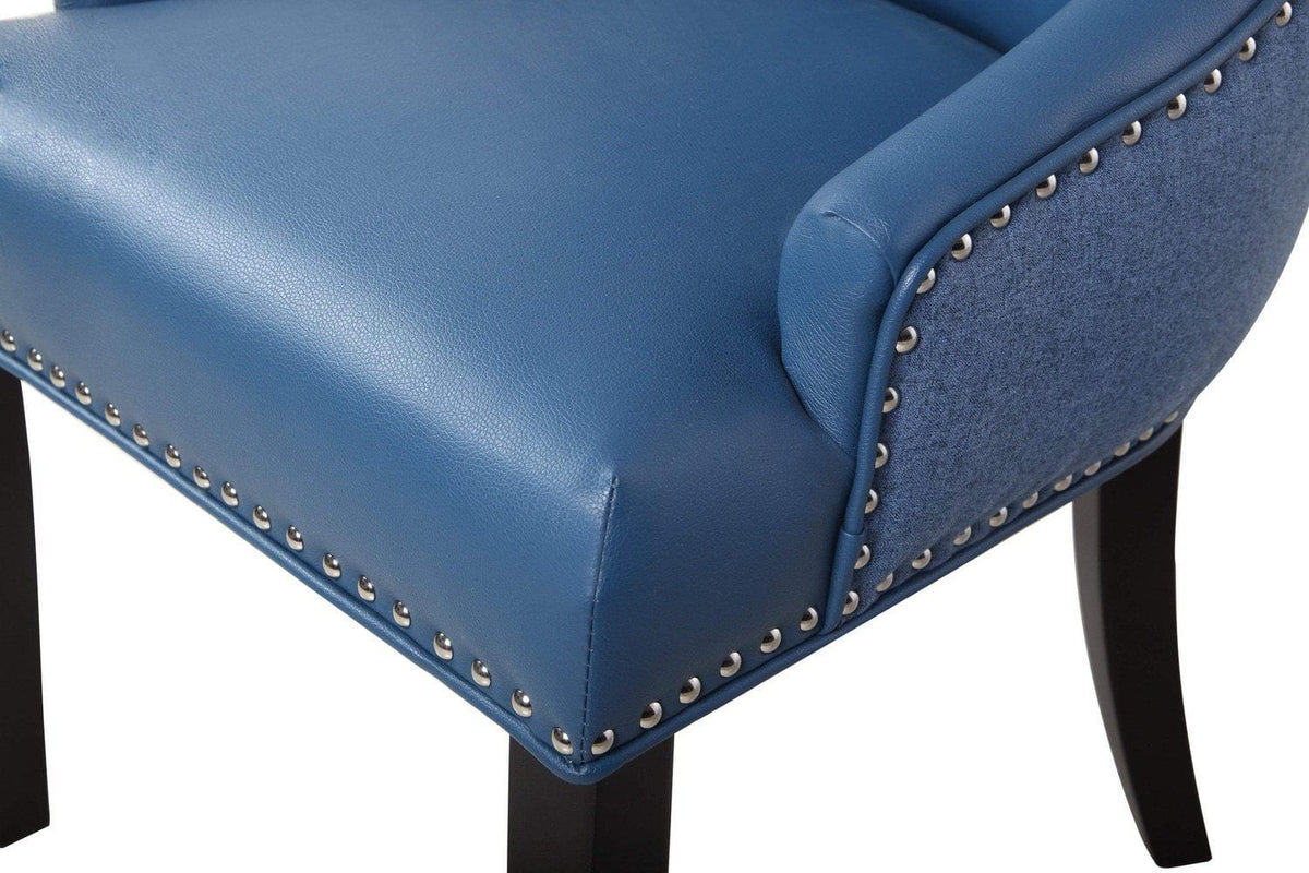 Iconic Home Brando Faux Leather Linen Dining Chair Set of 2 