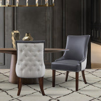 Iconic Home Brando Faux Leather Linen Dining Chair Set of 2 Grey