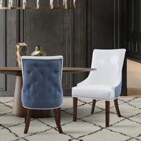 Iconic Home Brando Faux Leather Linen Dining Chair Set of 2 White