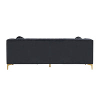 Iconic Home Brasilia Modular Chaise Velvet Sectional Sofa With Gold Legs 