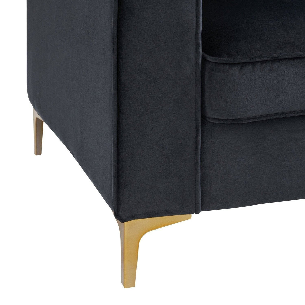 Iconic Home Brasilia Modular Chaise Velvet Sectional Sofa With Gold Legs 