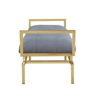 Iconic Home Bruno Tufted Faux Leather Bench Gold Metal Frame 