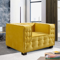 Iconic Home Bryant Tufted Velvet Club Chair Yellow