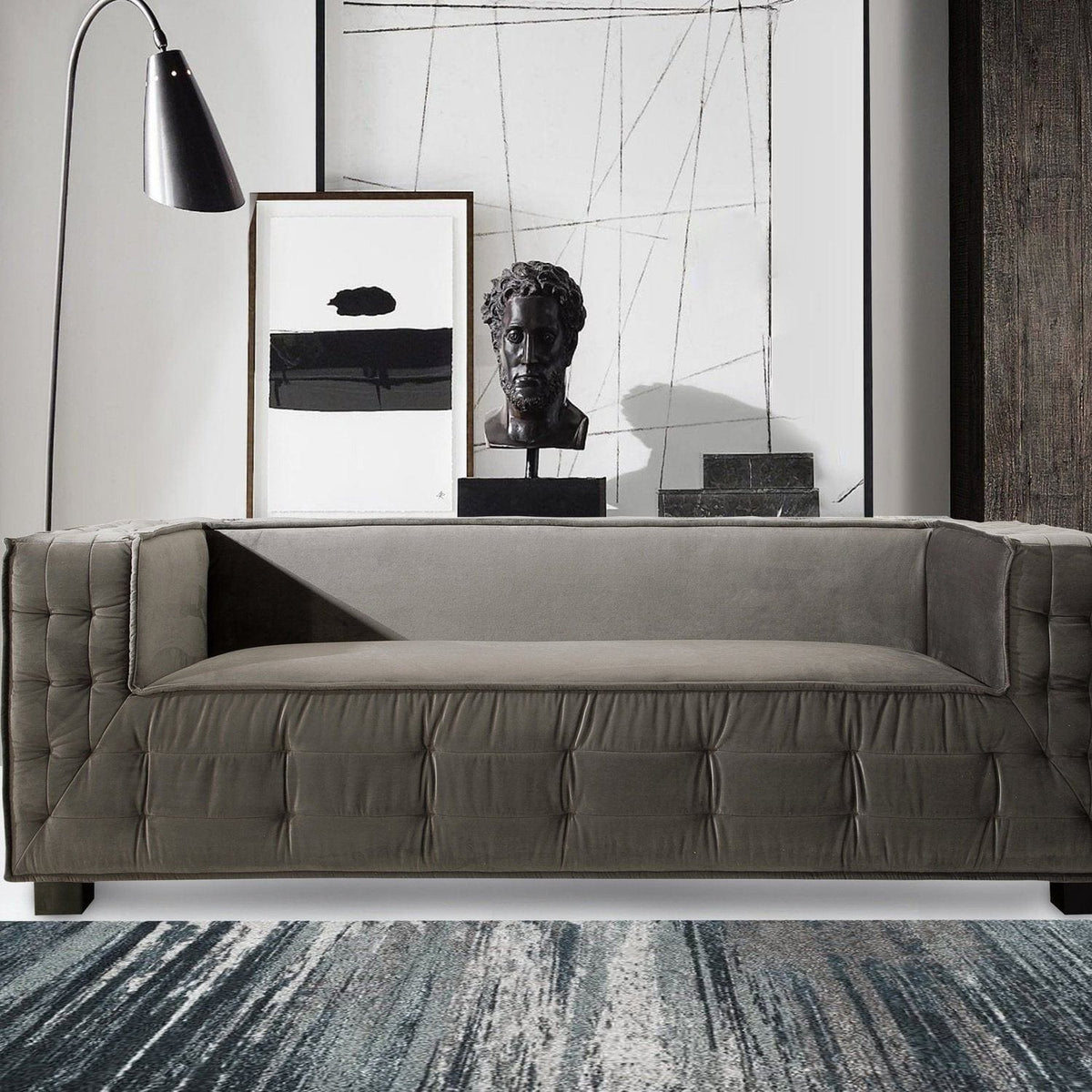 Iconic Home Bryant Velvet Sofa Grey