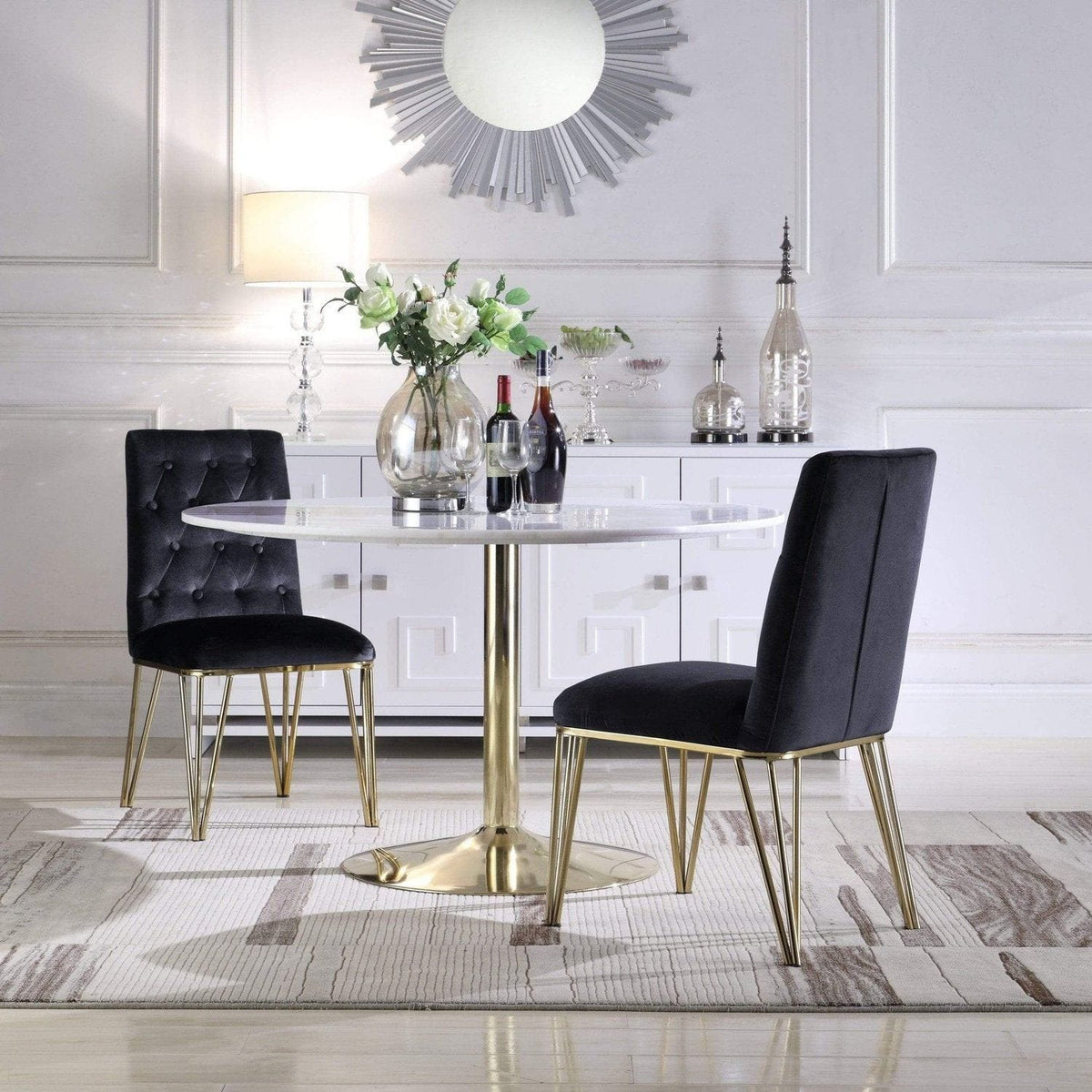 Iconic Home Callahan Velvet Dining Chair Set of 2 Black