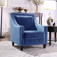 Iconic Home Camren Velvet Accent Chair Navy