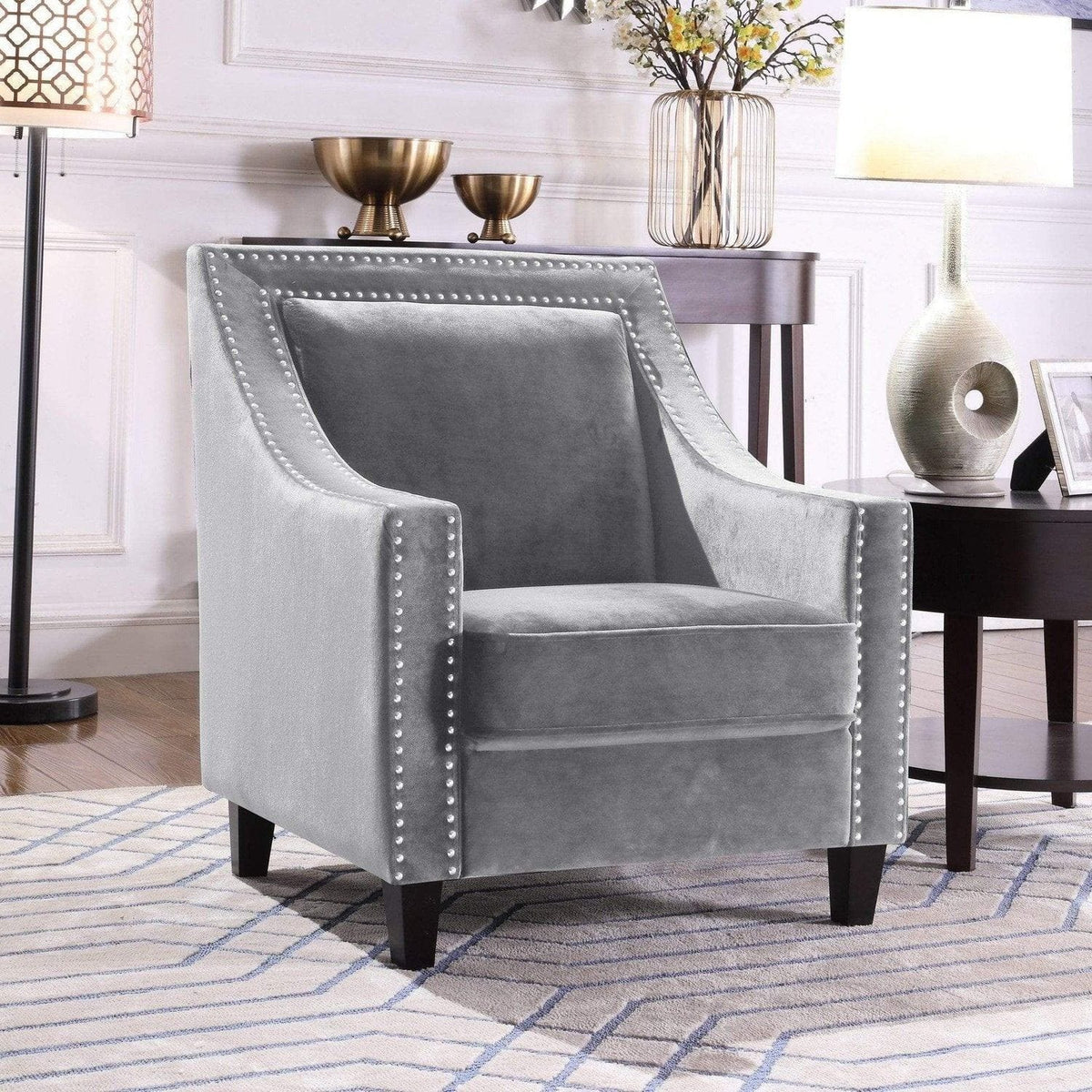 Chic Home Camren Velvet Accent Chair Grey