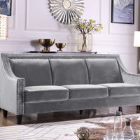 Iconic Home Camren Velvet Sofa Grey