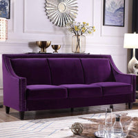 Iconic Home Camren Velvet Sofa Purple