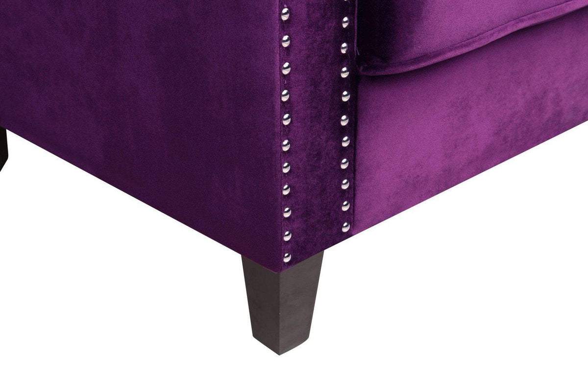 Iconic Home Camren Velvet Sofa 