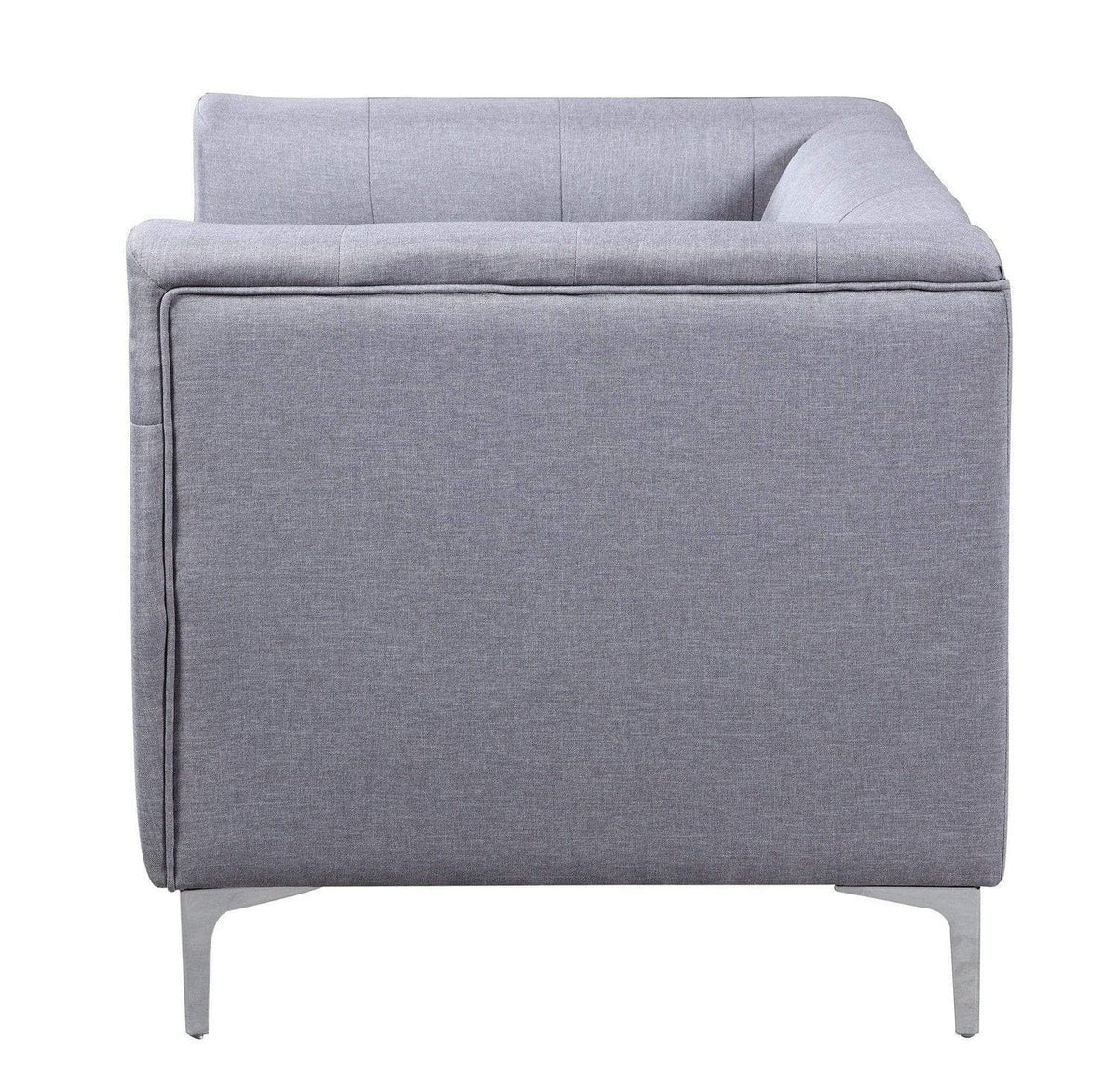 Iconic Home Capone Tufted Linen Club Chair With Silver Legs 