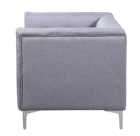 Iconic Home Capone Tufted Linen Club Chair With Silver Legs 
