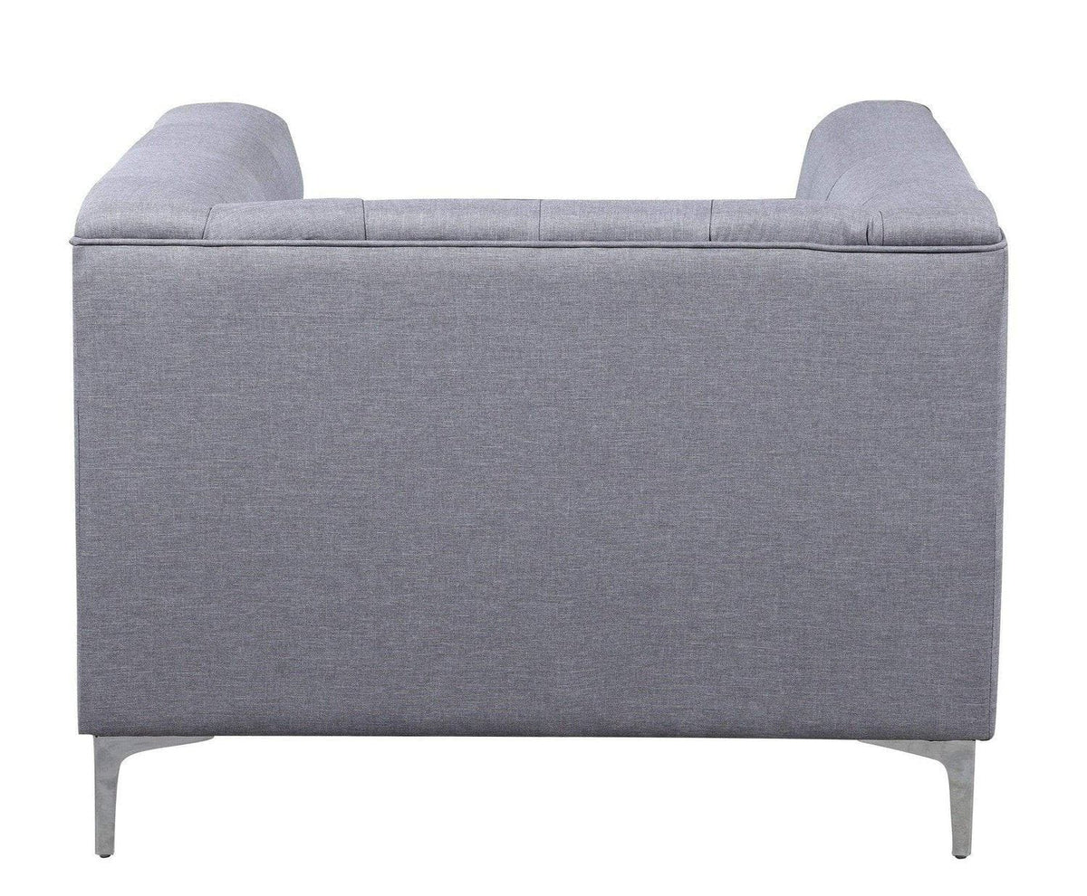 Iconic Home Capone Tufted Linen Club Chair With Silver Legs 