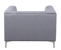 Iconic Home Capone Tufted Linen Club Chair With Silver Legs 
