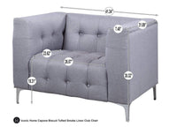 Iconic Home Capone Tufted Linen Club Chair With Silver Legs 