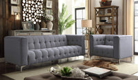 Iconic Home Capone Tufted Linen Club Chair With Silver Legs 
