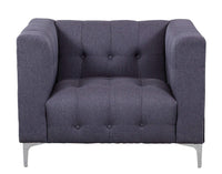 Iconic Home Capone Tufted Linen Club Chair With Silver Legs 