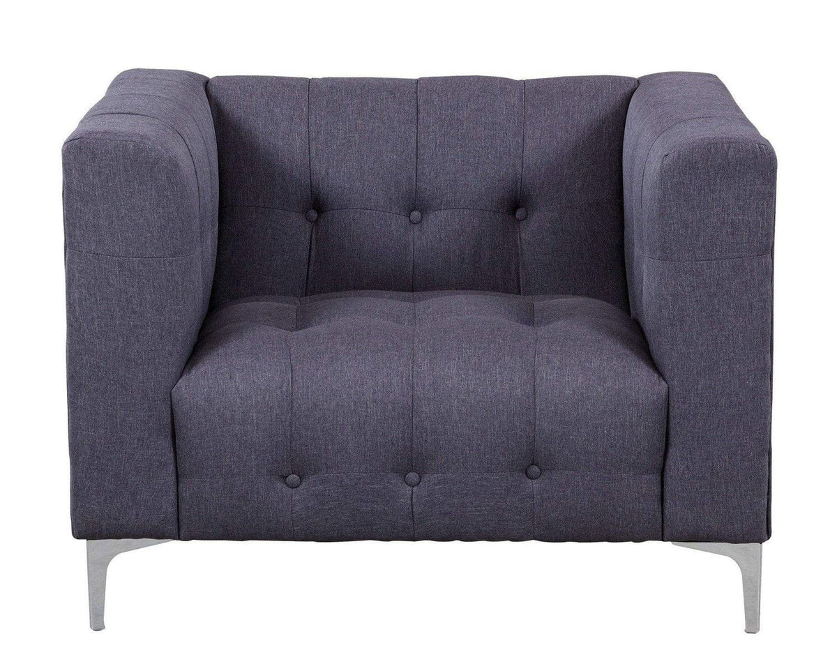 Iconic Home Capone Tufted Linen Club Chair With Silver Legs 