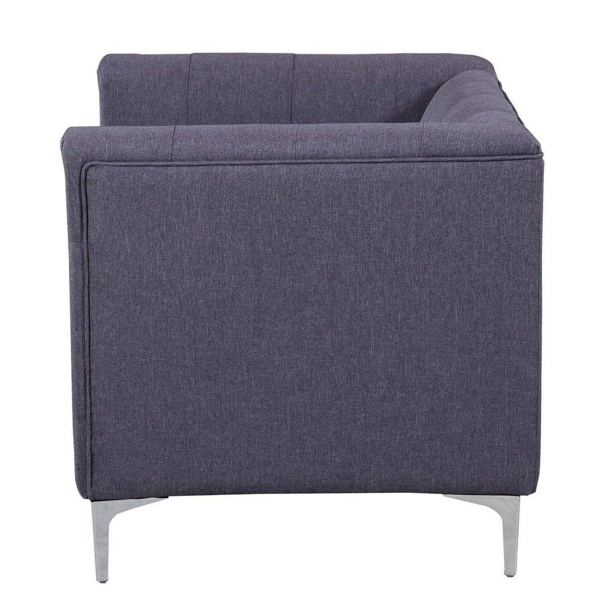 Iconic Home Capone Tufted Linen Club Chair With Silver Legs 