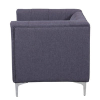 Iconic Home Capone Tufted Linen Club Chair With Silver Legs 