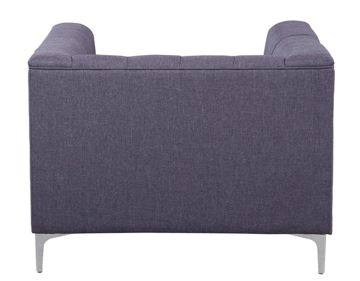 Iconic Home Capone Tufted Linen Club Chair With Silver Legs 