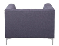 Iconic Home Capone Tufted Linen Club Chair With Silver Legs 