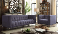 Iconic Home Capone Tufted Linen Club Chair With Silver Legs 