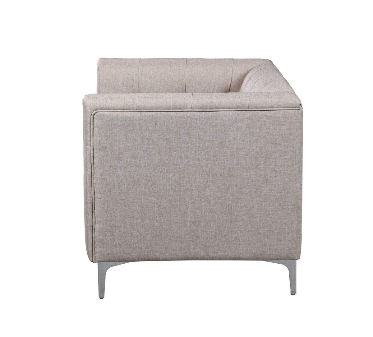 Iconic Home Capone Tufted Linen Club Chair With Silver Legs 