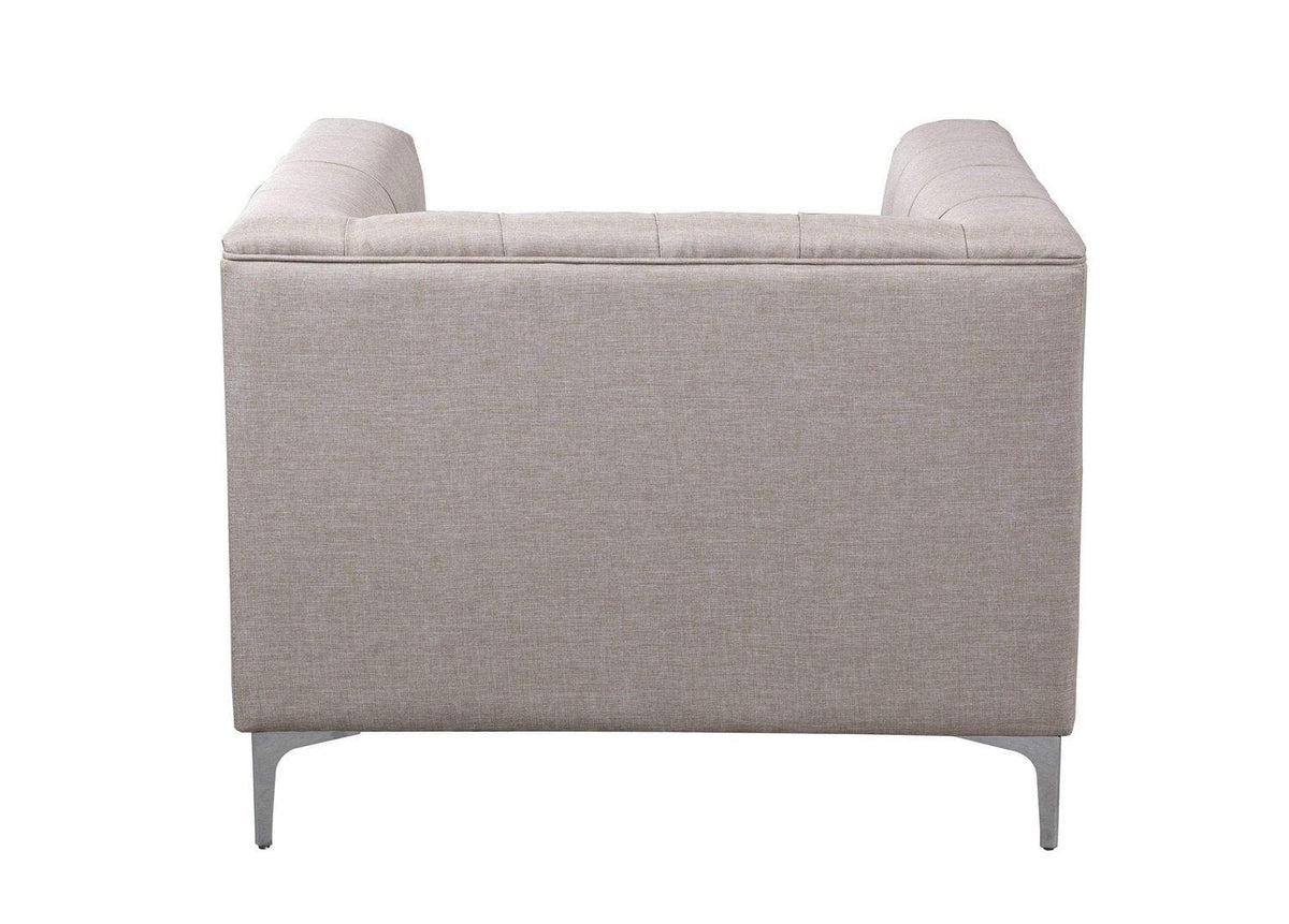 Iconic Home Capone Tufted Linen Club Chair With Silver Legs 