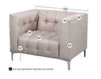 Iconic Home Capone Tufted Linen Club Chair With Silver Legs 