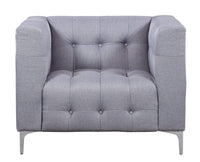 Iconic Home Capone Tufted Linen Club Chair With Silver Legs 