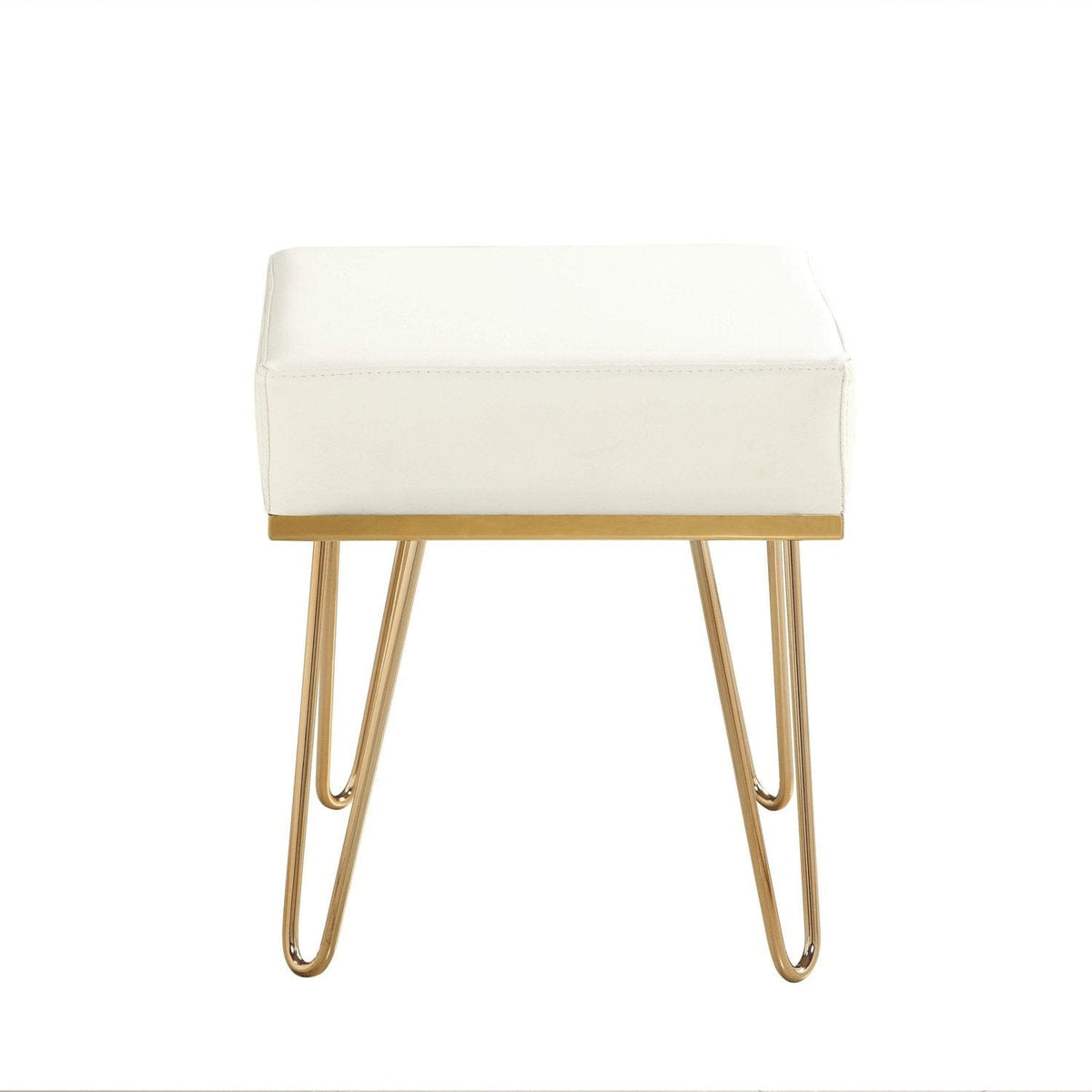 Iconic Home Catania Faux Leather Square Ottoman 