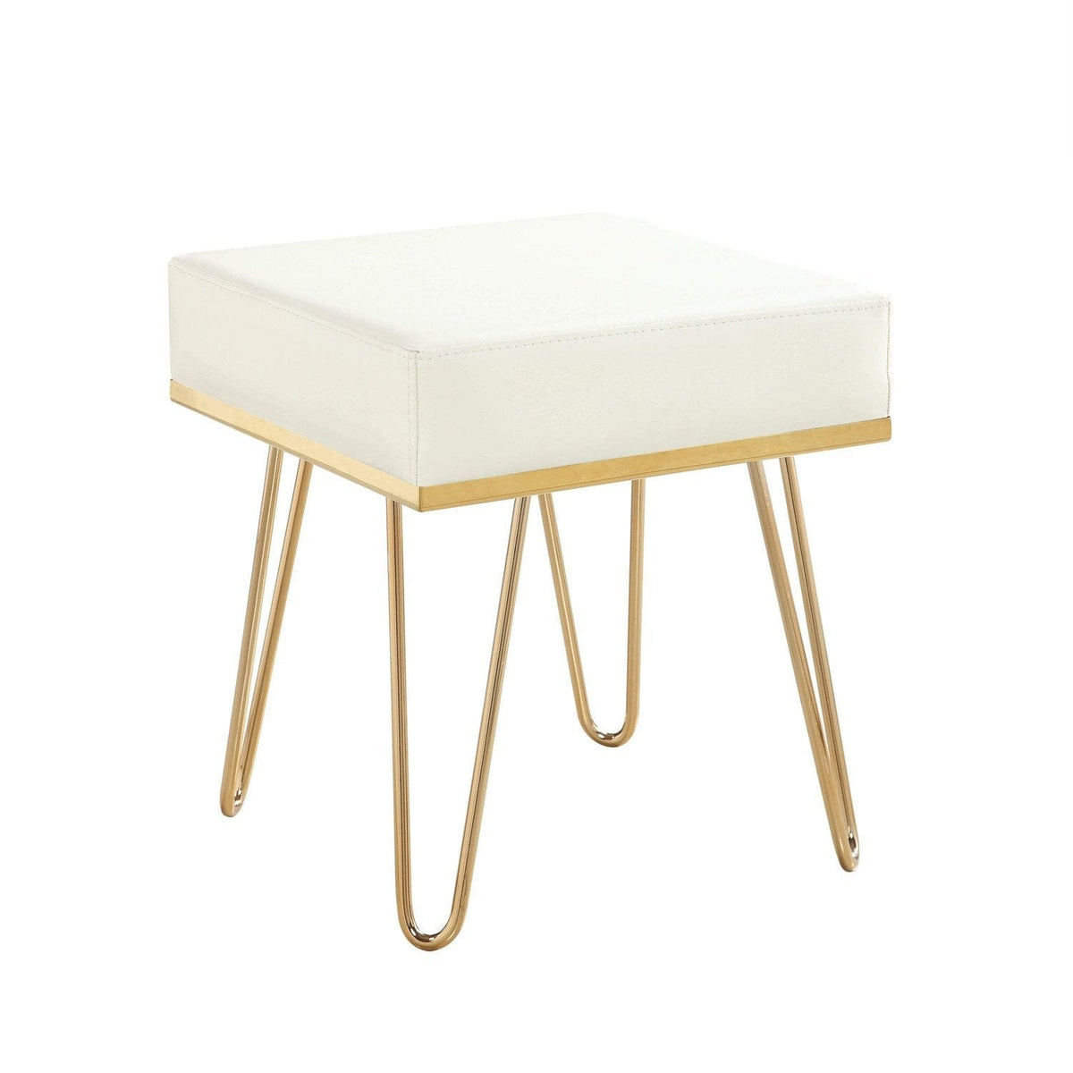 Iconic Home Catania Faux Leather Square Ottoman 