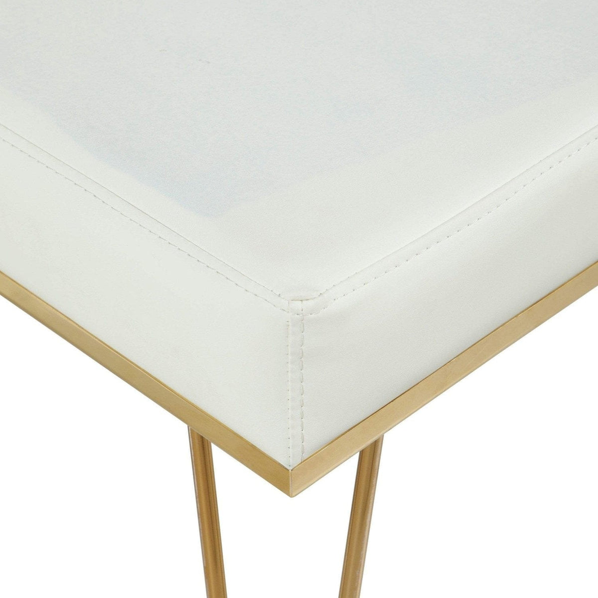 Iconic Home Catania Faux Leather Square Ottoman 